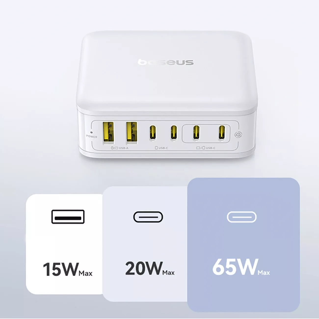 Зарядно устройство Baseus EnerFill FH21, 120W, 2 x USB-A - 4 x USB-C, бяло E0120T01