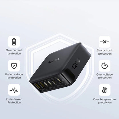 Зарядно устройство Baseus EnerFill FH21, 120W, 3.25A, 2 x USB-A - 4 x USB-C, Черно E0120T00