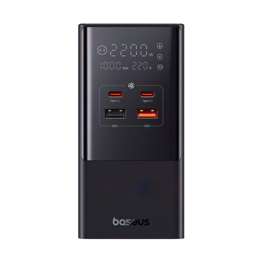 Зарядно устройство Baseus PowerCombo Tower, 100W, 5A, 2 x Schuko - 2 x USB-A - 2 x USB-C, Черно E00023609113-00