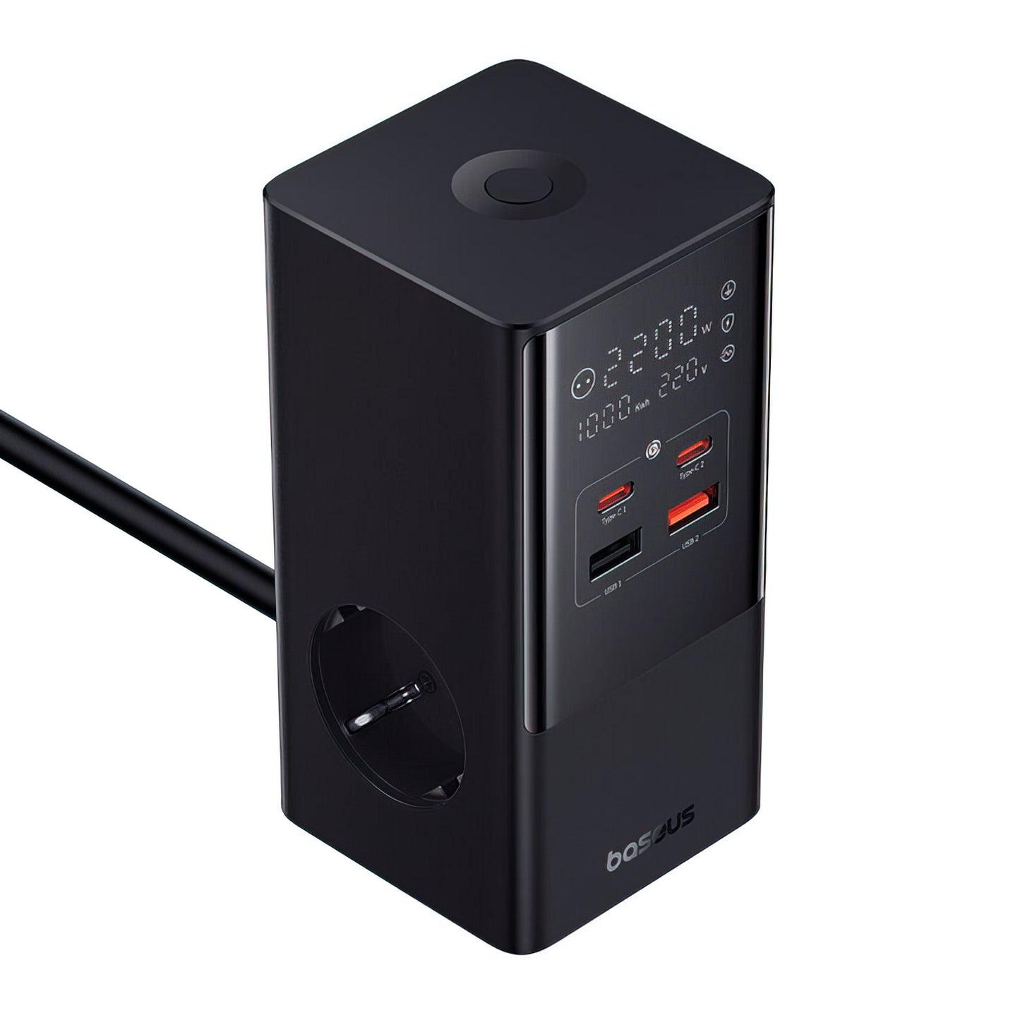 Зарядно устройство Baseus PowerCombo Tower, 100W, 5A, 2 x Schuko - 2 x USB-A - 2 x USB-C, Черно E00023609113-00