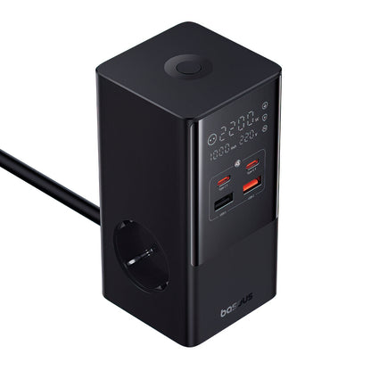 Зарядно устройство Baseus PowerCombo Tower, 100W, 5A, 2 x Schuko - 2 x USB-A - 2 x USB-C, Черно E00023609113-00