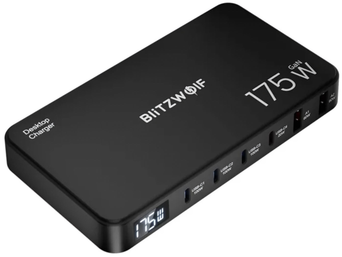 Зарядно устройство станция BlitzWolf BW-S30, 175W, 5A, 2 x USB-A - 4 x USB-C, Черно