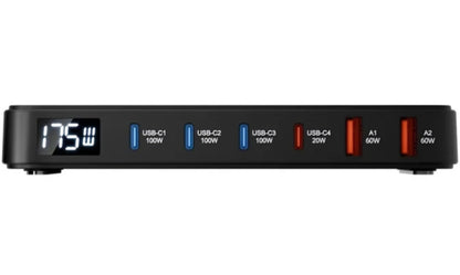 Зарядно устройство станция BlitzWolf BW-S30, 175W, 5A, 2 x USB-A - 4 x USB-C, Черно