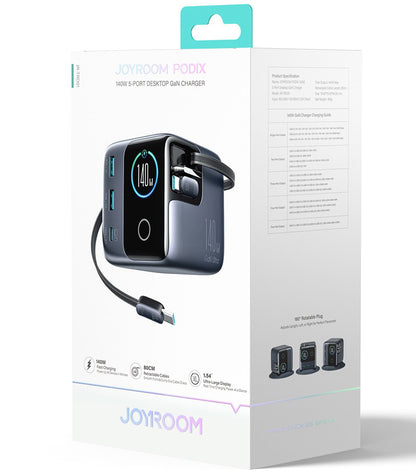 Станция за зареждане с USB-C кабел Joyroom Podix JR-TRD01, 140W, 1 x USB-C - 2 x USB-A, Сив