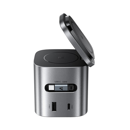 Зарядно устройство със станция с USB-C кабел Acefast Z9 QI 6в1, 80W, 1 x USB-C - 1 x USB-A, Черно