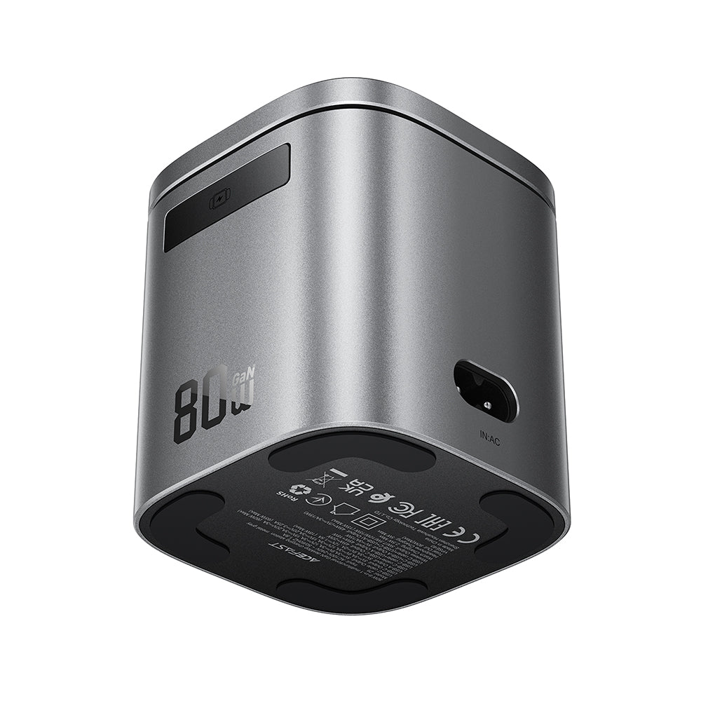 Зарядно устройство със станция с USB-C кабел Acefast Z9 QI 6в1, 80W, 1 x USB-C - 1 x USB-A, Черно