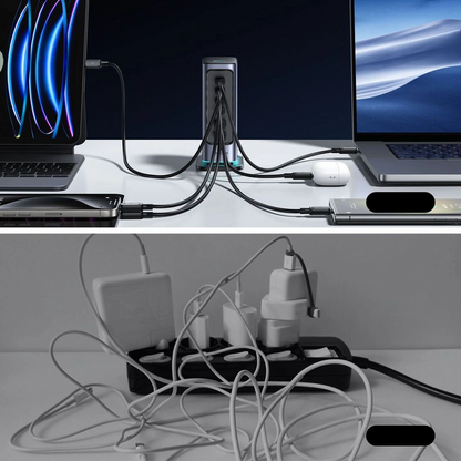 Зарядно устройство Joyroom JR-TCM02 UK, 65W, 3.25A, 2 x USB-A - 4 x USB-C, Сиво