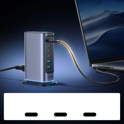 Зарядно устройство Joyroom JR-TCM02 UK, 65W, 3.25A, 2 x USB-A - 4 x USB-C, Сиво