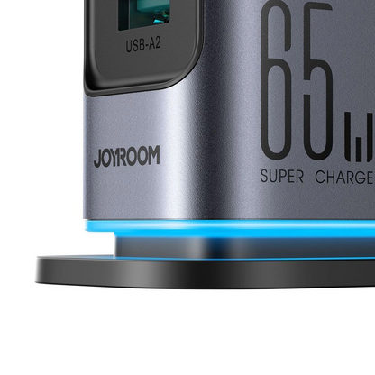 Зарядно устройство Joyroom JR-TCM02 UK, 65W, 3.25A, 2 x USB-A - 4 x USB-C, Сиво