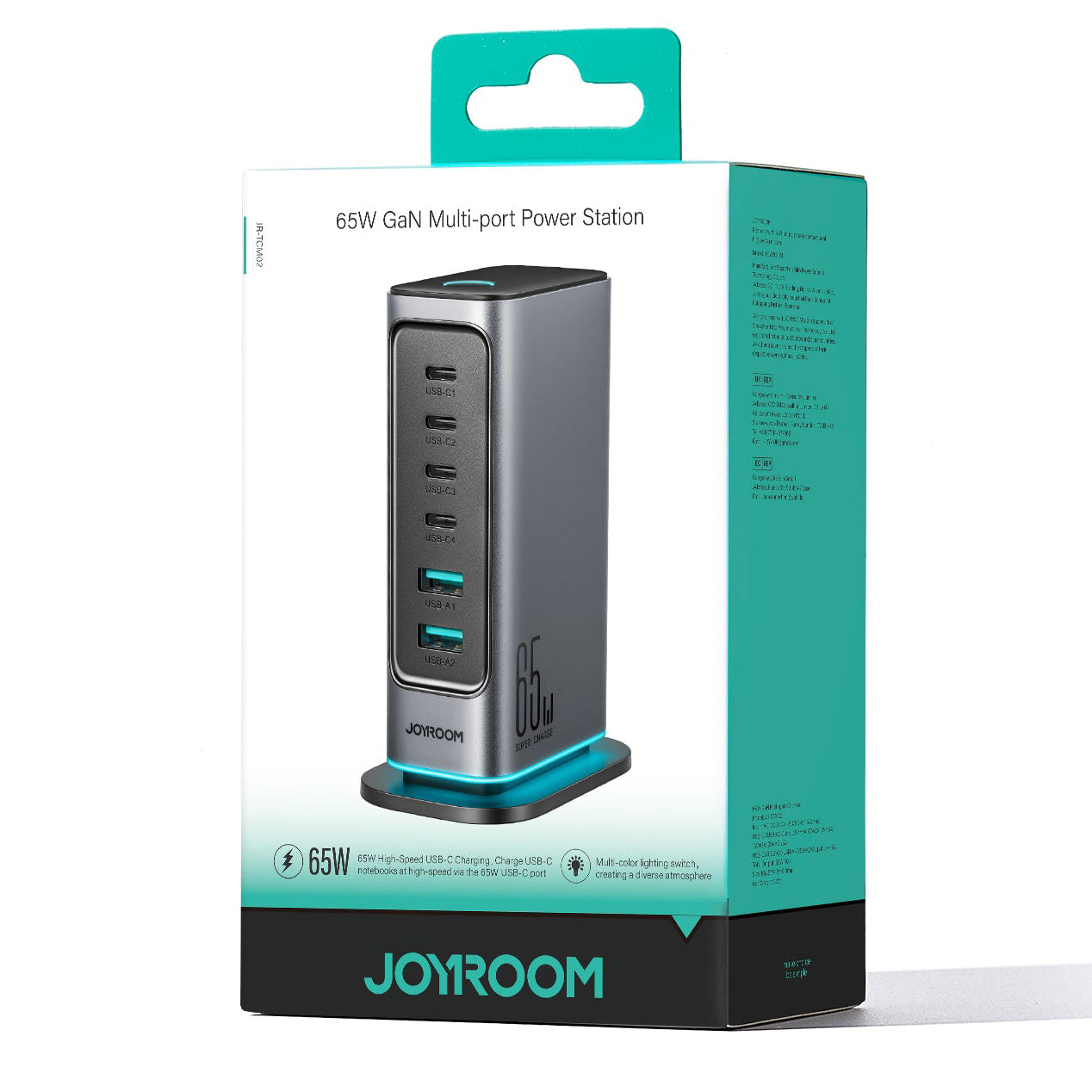 Зарядно устройство Joyroom JR-TCM02, 65W, 3.25A, 2 x USB-A - 4 x USB-C, Сиво