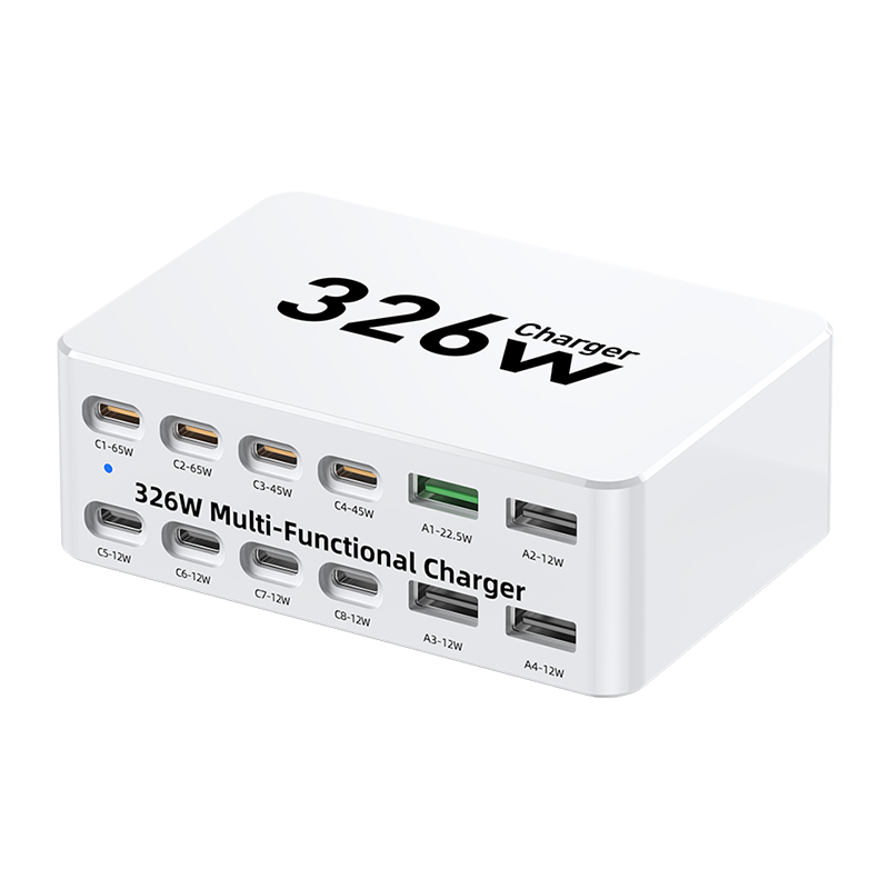 Зарядно устройство OEM WLX-818E, 326W, 3.25A, 4 x USB-A - 8 x USB-C, Бяло