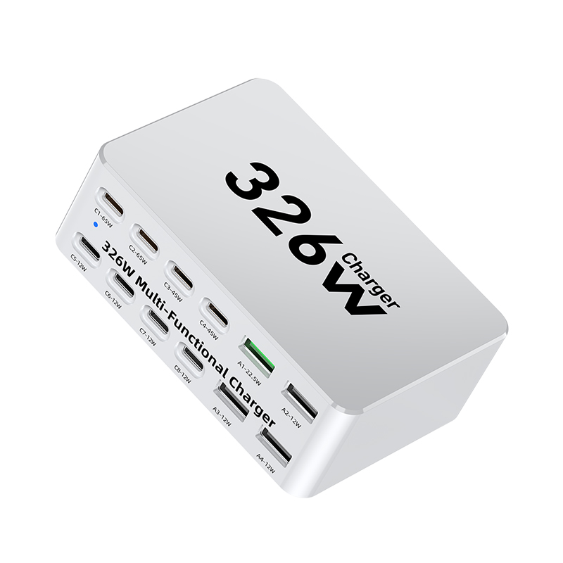 Зарядно устройство OEM WLX-818E, 326W, 3.25A, 4 x USB-A - 8 x USB-C, Бяло