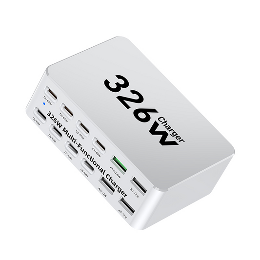 Зарядно устройство OEM WLX-818E, 326W, 3.25A, 4 x USB-A - 8 x USB-C, Бяло