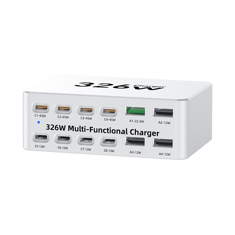 Зарядно устройство OEM WLX-818E, 326W, 3.25A, 4 x USB-A - 8 x USB-C, Бяло
