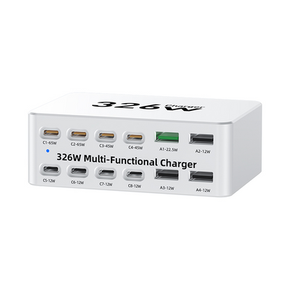 Зарядно устройство OEM WLX-818E, 326W, 3.25A, 4 x USB-A - 8 x USB-C, Бяло