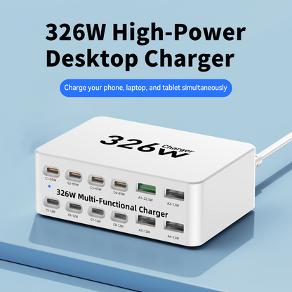 Зарядно устройство OEM WLX-818E, 326W, 3.25A, 4 x USB-A - 8 x USB-C, Бяло