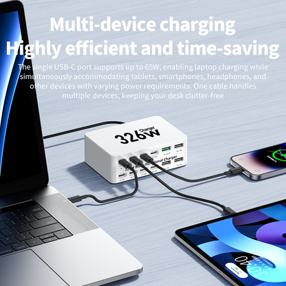 Зарядно устройство OEM WLX-818E, 326W, 3.25A, 4 x USB-A - 8 x USB-C, Бяло