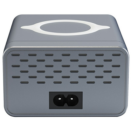 Зарядно устройство OEM WLX-M3 QI, 80W, 4 x USB-A - 4 x USB-C, Сиво
