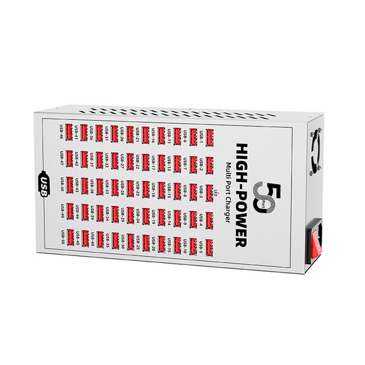 Зарядно устройство за станция OEM WLX-T2A, 200W, 2.4A, 50 x USB-A, Сребристо