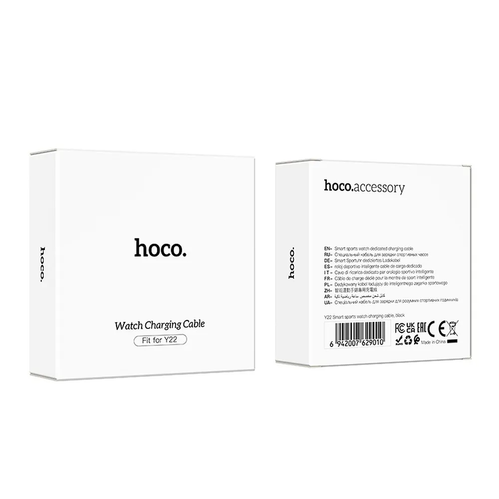 Кабел за зареждане за Smartwatch HOCO Y22, USB-A, Черен