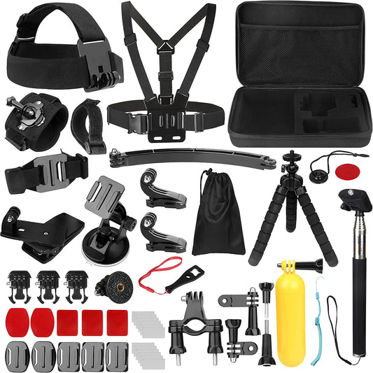 Комплект аксесоари за спортна камера Techsuit SA50 за GoPro / SJCAM серия, 50в1, черен