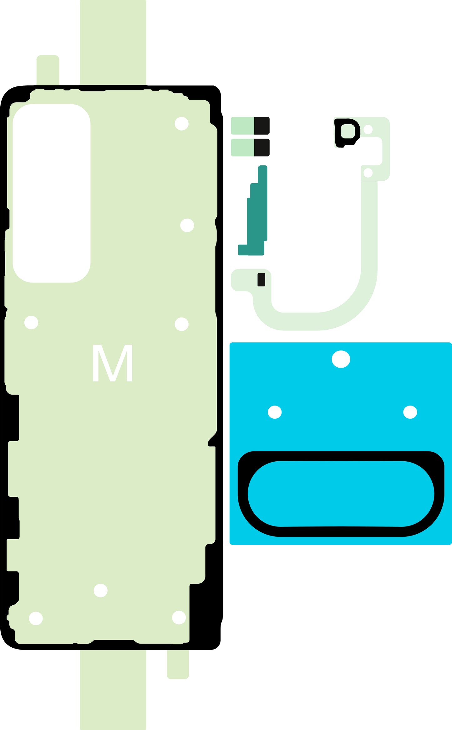 Комплект лепило за капак на батерията Samsung Galaxy Z Fold5 F946, Service Pack GH81-24686A