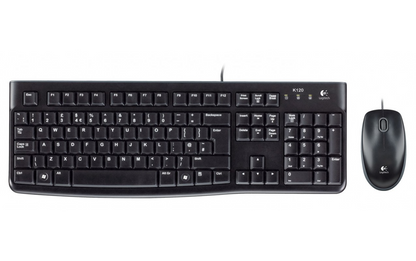 Комплект клавиатура и мишка с кабел USB Logitech MK120, черен