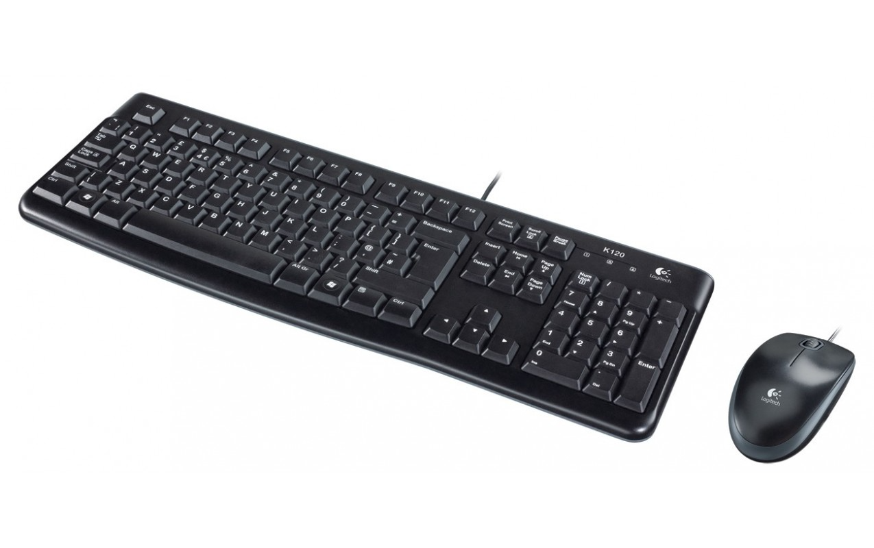 Комплект клавиатура и мишка с кабел USB Logitech MK120, черен
