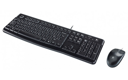 Комплект клавиатура и мишка с кабел USB Logitech MK120, черен