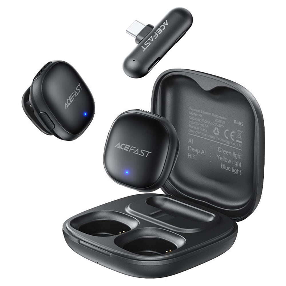 Acefast R1 Lavalier, USB-C, Set of 2 pieces, Black