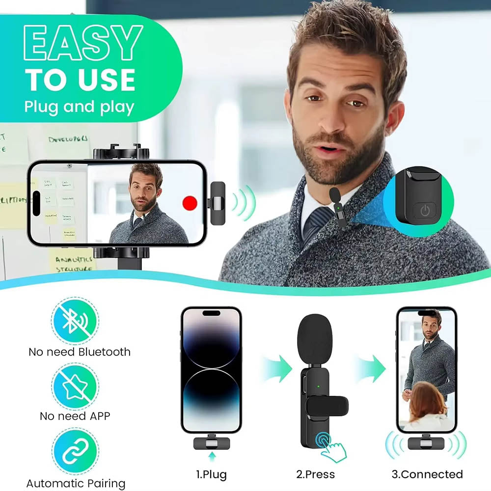 Techsuit LW2 Lavalier, USB-C, Set of 2, Black