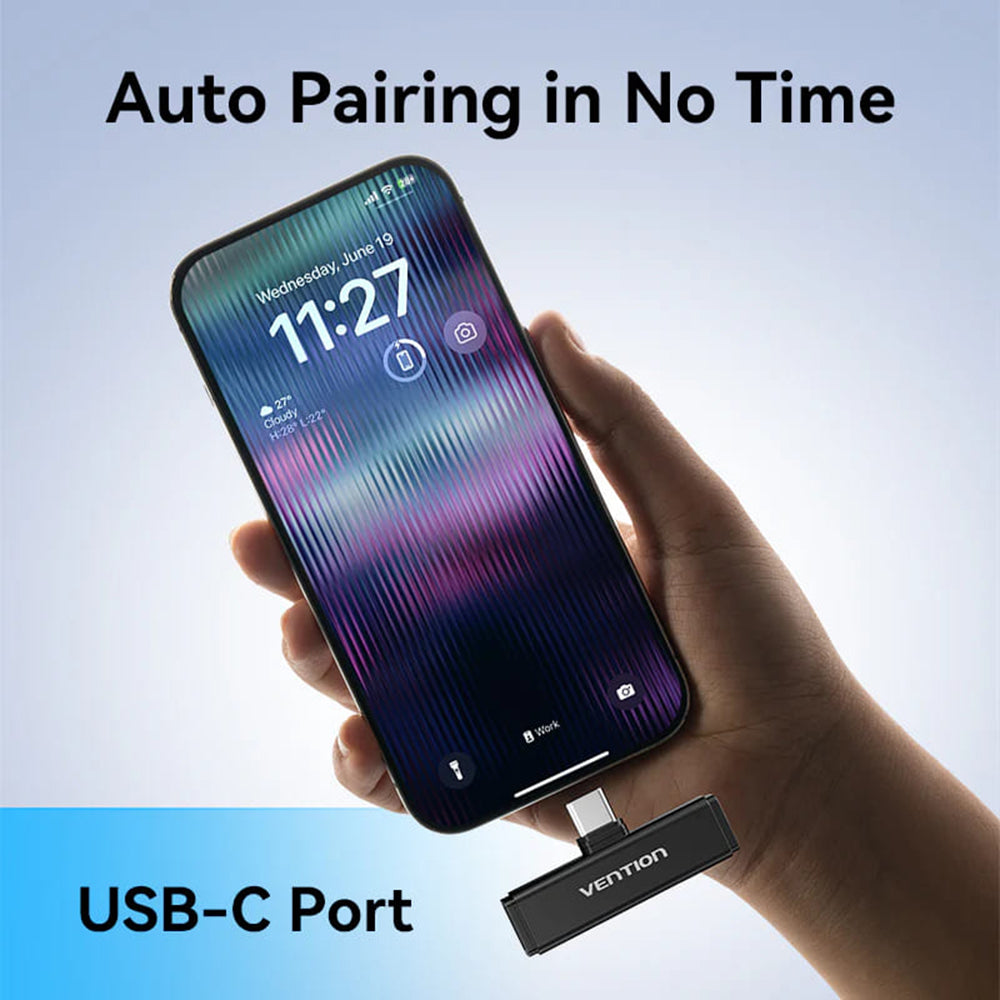 Лавалиера Vention Clip-On, USB-C, Комплект 2 броя, Черна