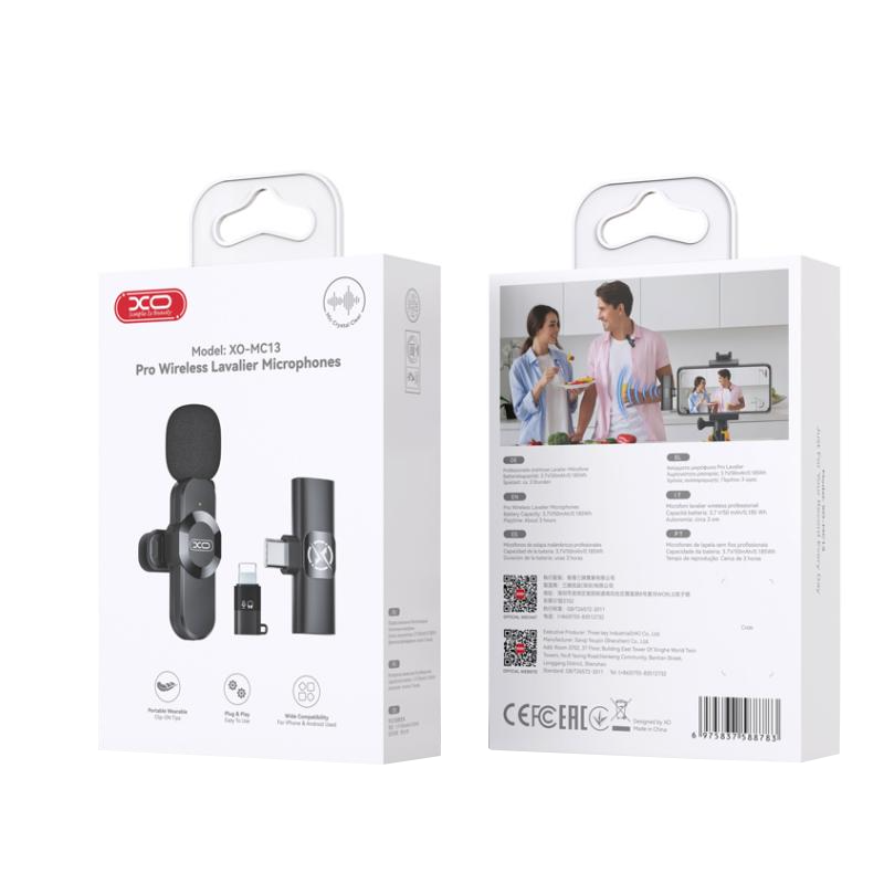 Лавалиера XO Design MC13, USB-C / Lightning, Черна