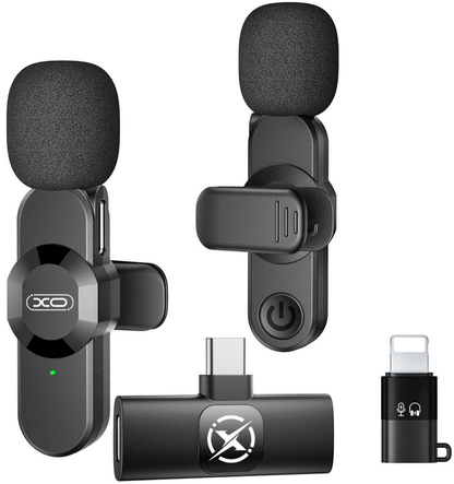 Лавалиера XO Design MC14 Dual, USB-C / Lightning, комплект 2 броя, черен