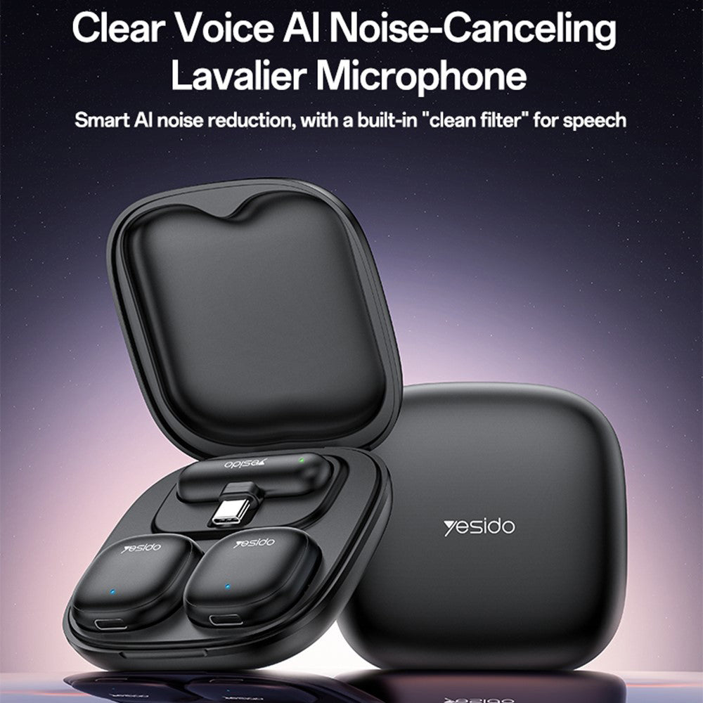 Lavaliera Yesido KR21, USB-C, Комплект 2 броя, Черна