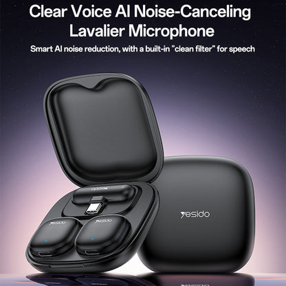 Lavaliera Yesido KR21, USB-C, Комплект 2 броя, Черна