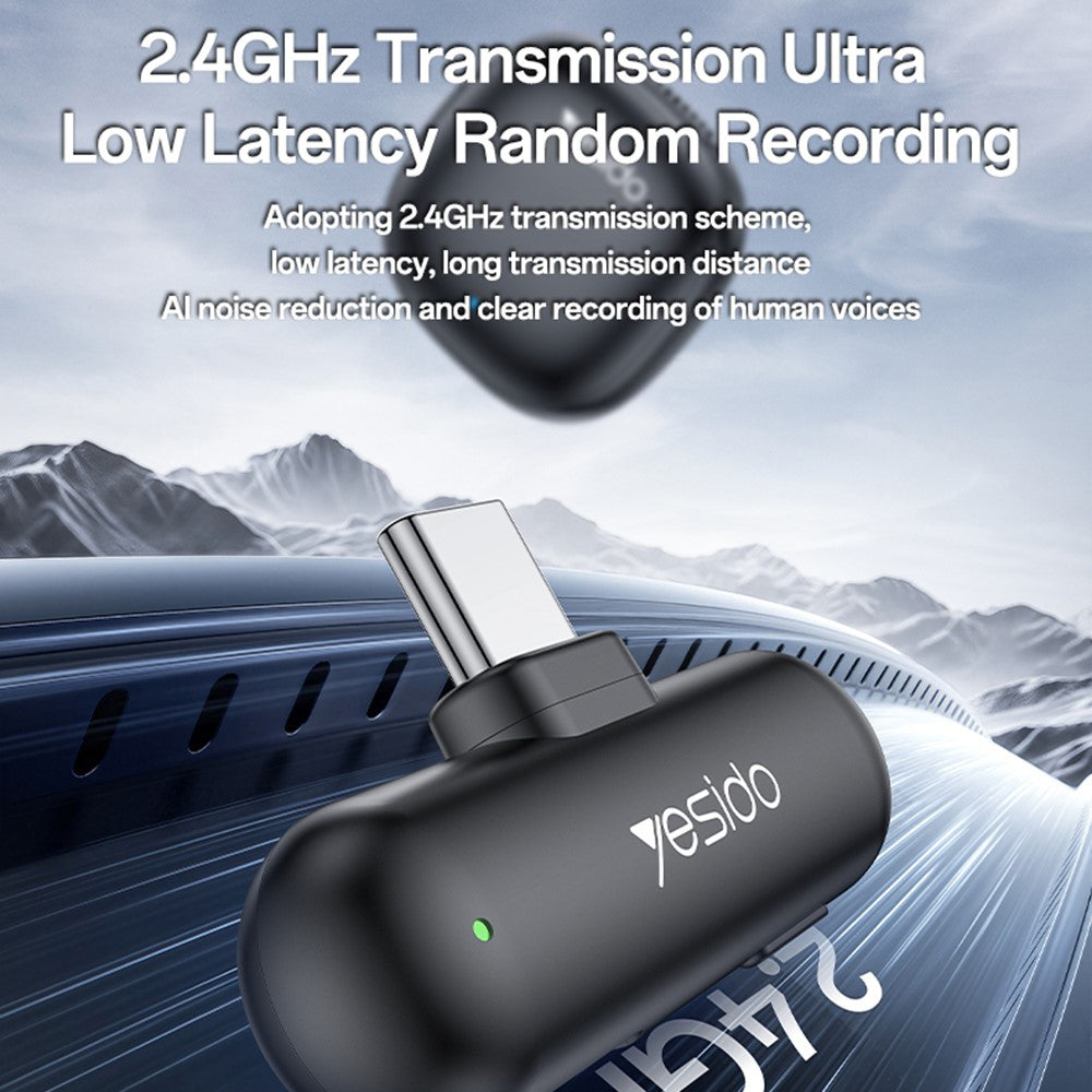 Lavaliera Yesido KR21, USB-C, Комплект 2 броя, Черна