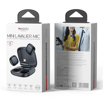 Lavaliera Yesido KR21, USB-C, Комплект 2 броя, Черна