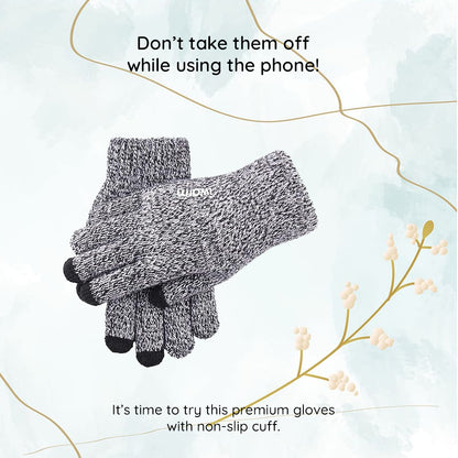 Iwarm ST0018 Touchscreen Winter Gloves, Size 23cm, Black Gray
