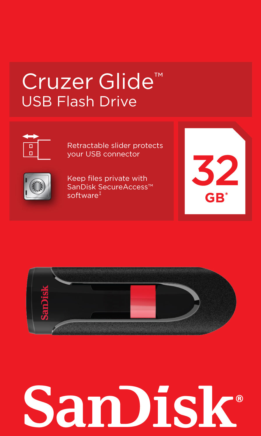 Външна памет USB-A SanDisk Cruzer Glide, 32Gb SDCZ60-032G-B35