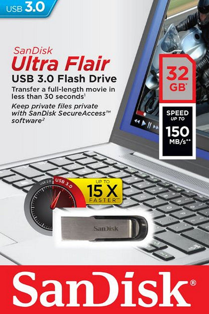 Външна памет USB-A 3.0 SanDisk Ultra Flair, 32Gb SDCZ73-032G-G46