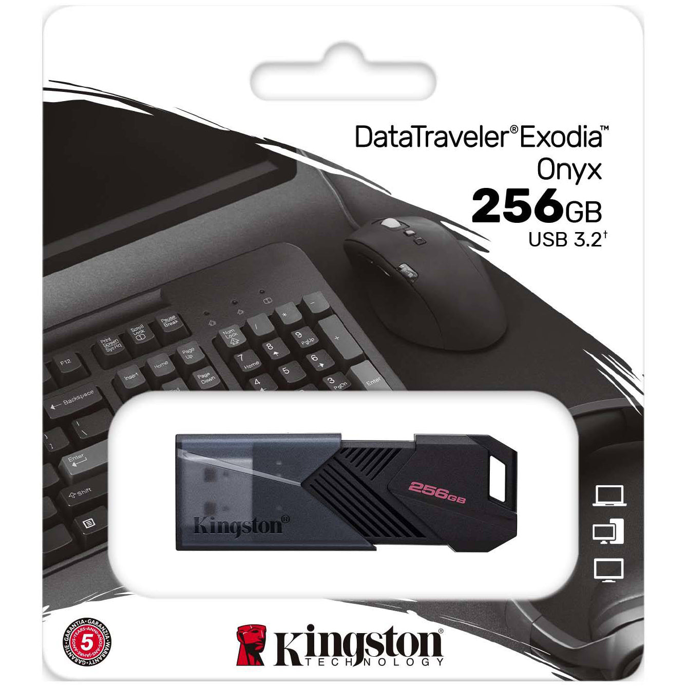 Kingston Exodia Onyx USB-A 3.0 Външна памет Kingston Exodia Onyx, 256Gb DTXON/256GB 