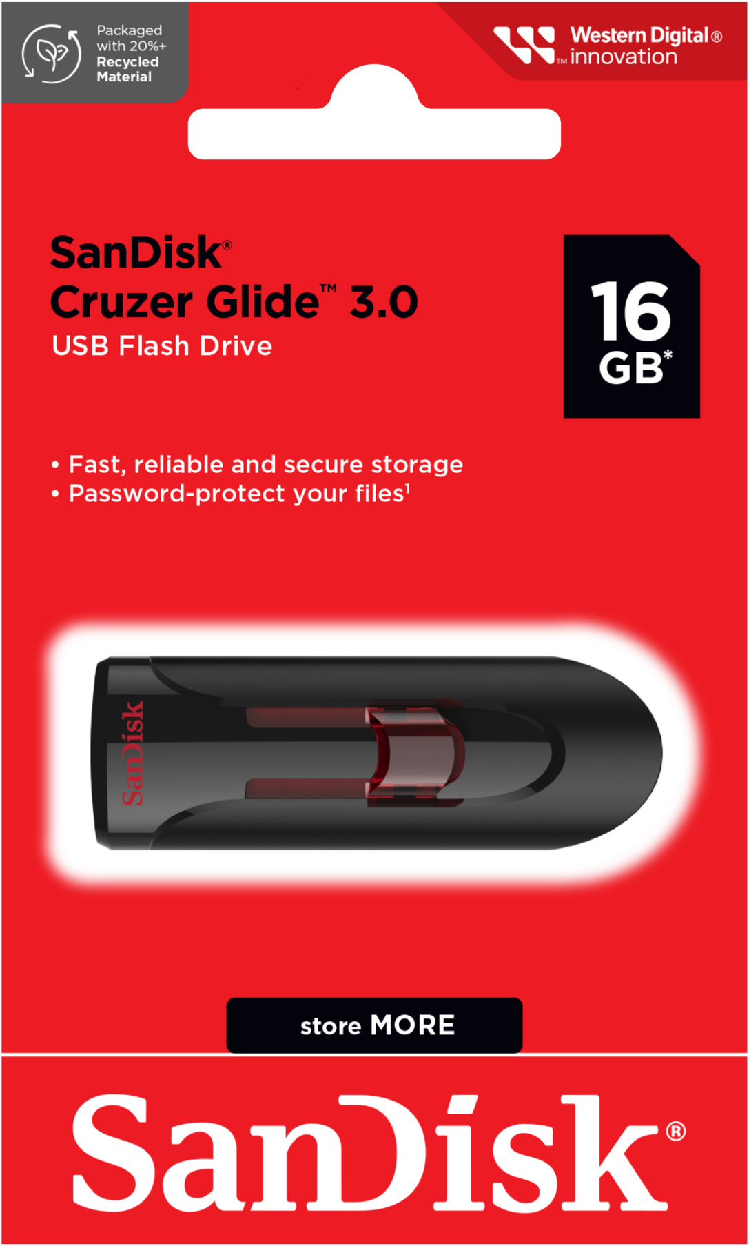 Външна памет USB-A 3.0 SanDisk Cruzer Glide, 16Gb SDCZ600-016G-G35