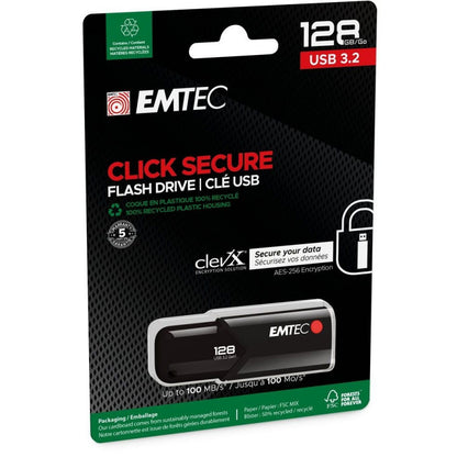 Външна памет USB-A 3.2 Emtec B120 Click Secure, 128Gb ECMMD128GB123