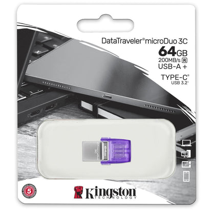 Външна памет USB-A 3.2 / USB-C Kingston microDuo 3C, 64Gb DTDUO3CG3/64GB