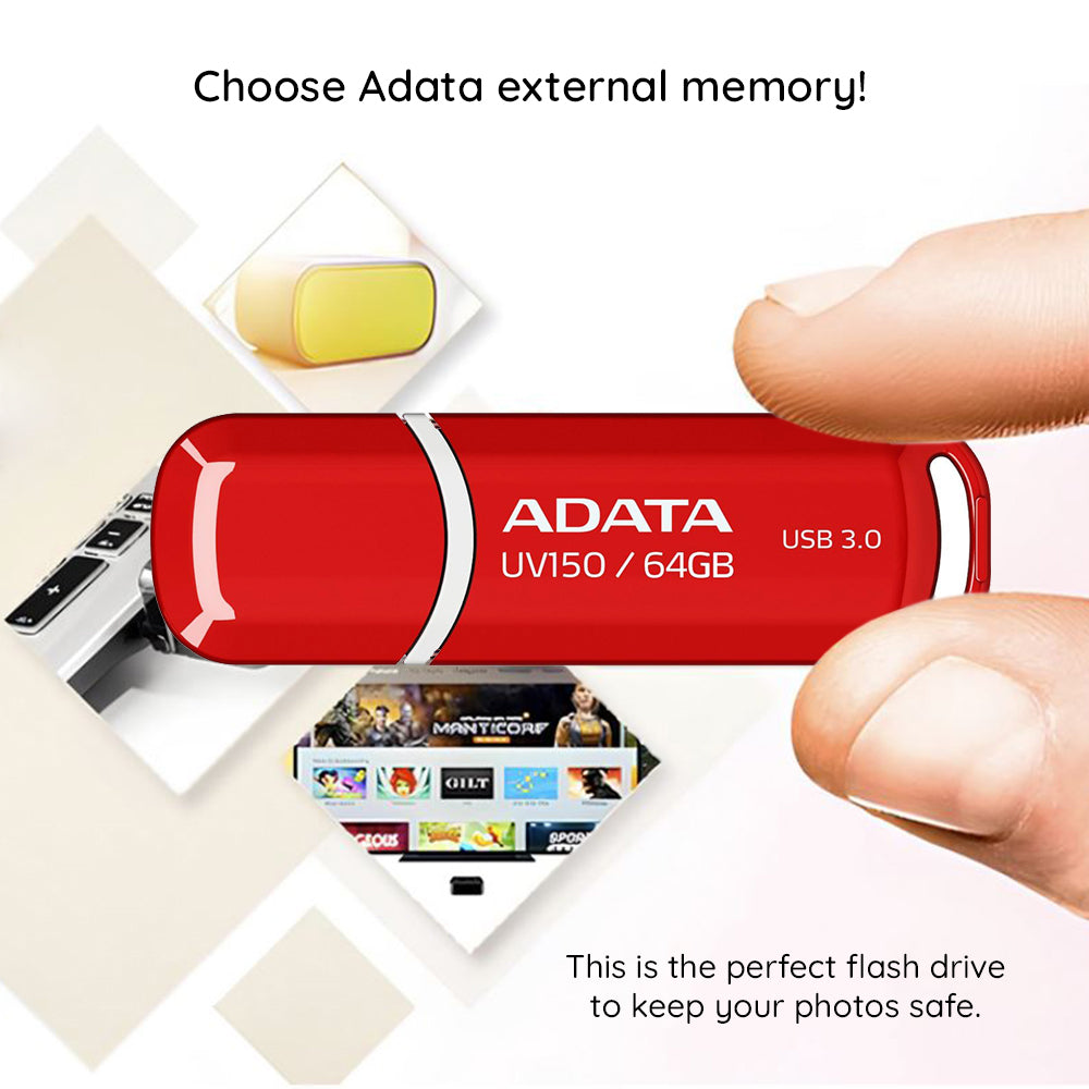 Външна USB-A 3.2 памет Adata UV150, 128 GB AUV150-128G-RBK