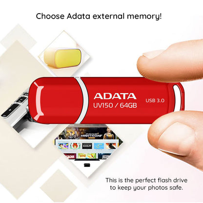 Външна USB-A 3.2 памет Adata UV150, 128 GB AUV150-128G-RBK