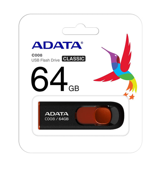 Външна памет USB-A Adata C008, 64Gb AC008-64G-RKD