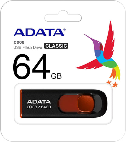Външна памет USB-A Adata C008, 64Gb AC008-64G-RKD