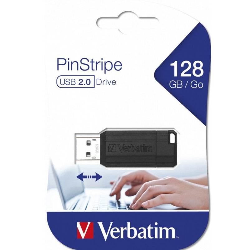 Външна памет USB-A Verbatim PenDrive Pinstripe, 128Gb